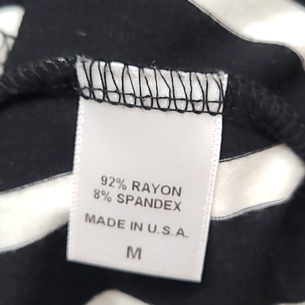 Bobeau Knit Pemplum Blouse Black & White Stripe Size M - Picture 6 of 7